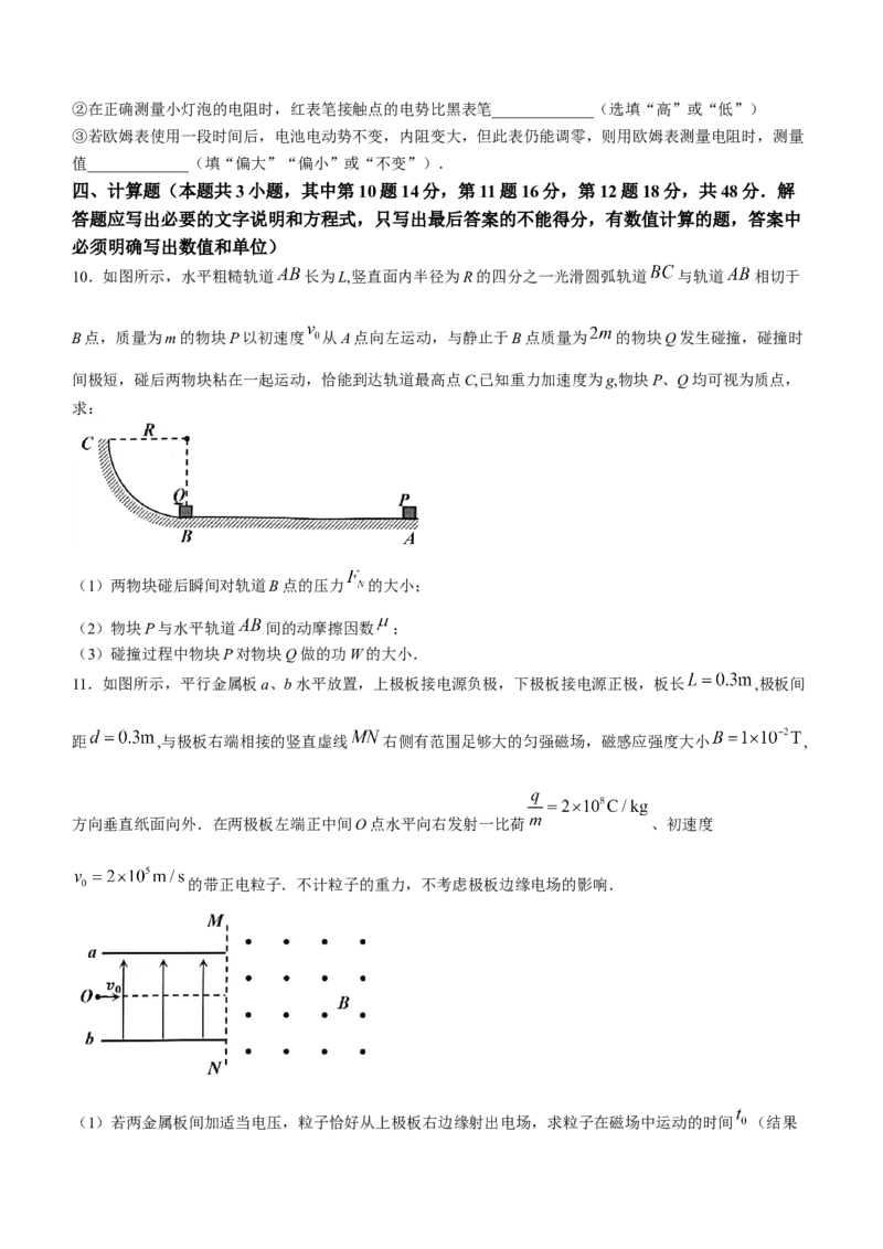 天津市十二区县重点校2024届高三下学期第一次模拟考试物理Word版含答案(1)(1)_2024年4月_024月合集_2024届天津市十二区县重点校高三下学期第一次模拟考试