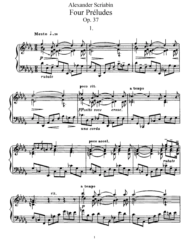 4Preludes,Op37_一万首著名钢琴曲谱哈农贝多芬合集视频教学电子版高清无水印可打印_1古典钢琴知名音乐家谱_斯克里亚宾钢琴谱全集_前奏曲
