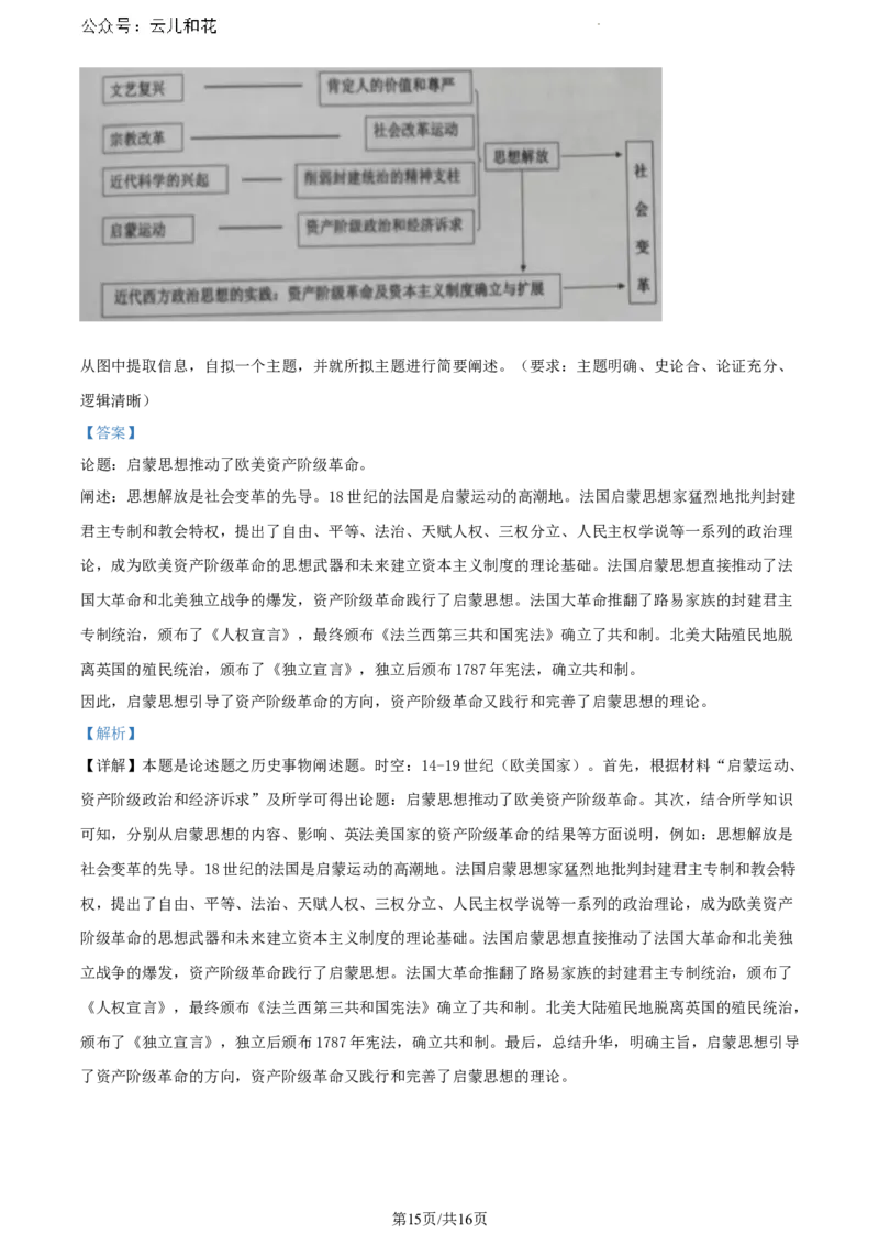 贵州省六盘水市2023-2024学年高一下学期期末学业质量监测历史试题（解析版）_2024-2025高一（7-7月题库）_2024年7月试卷_0724贵州省六盘水市2023-2024学年高一下学期7月期末