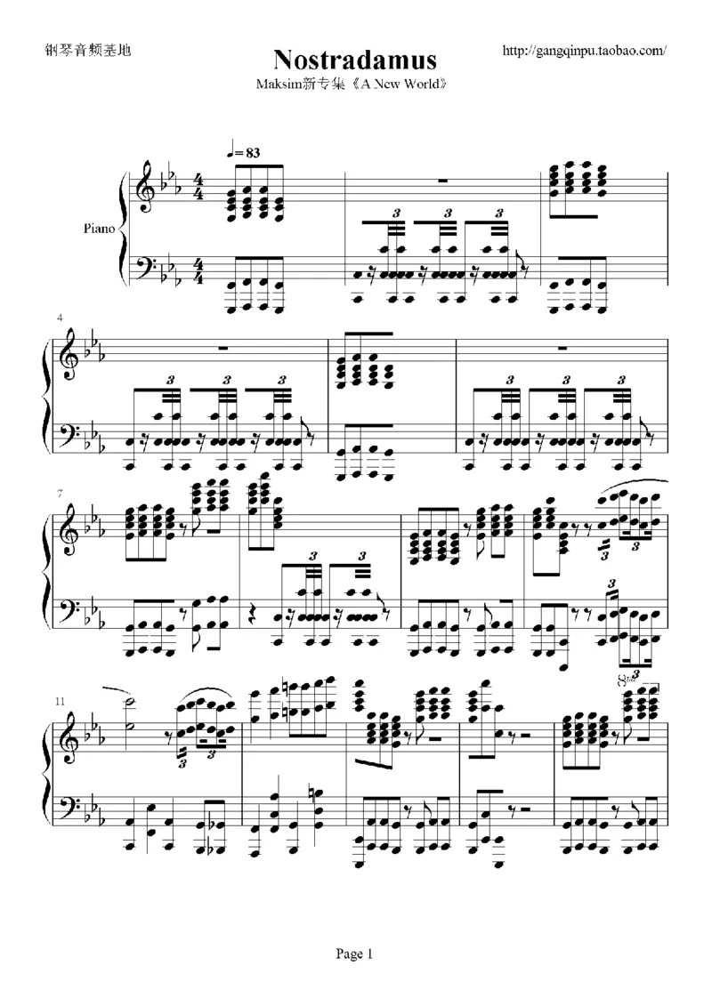 43、马克西姆全套钢琴谱（213页，共26首）_一万首著名钢琴曲谱哈农贝多芬合集视频教学电子版高清无水印可打印_3流行音乐谱_流行钢琴谱合集形式_高清PDF无水印