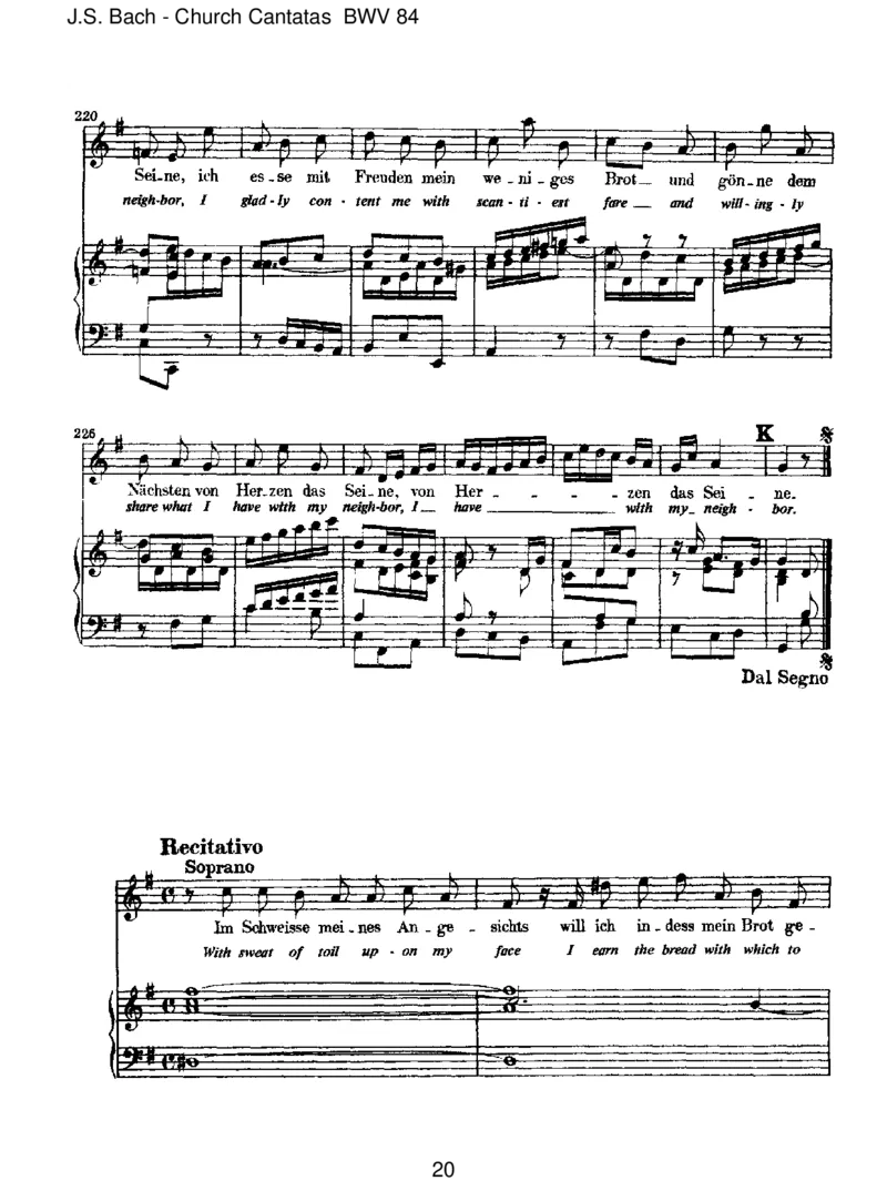 BWV84Ichbinvergn&uuml;gtmitmeinemGl&uuml;cke_一万首著名钢琴曲谱哈农贝多芬合集视频教学电子版高清无水印可打印_1古典钢琴知名音乐家谱_巴赫钢琴谱全集_J.S巴赫作品全集