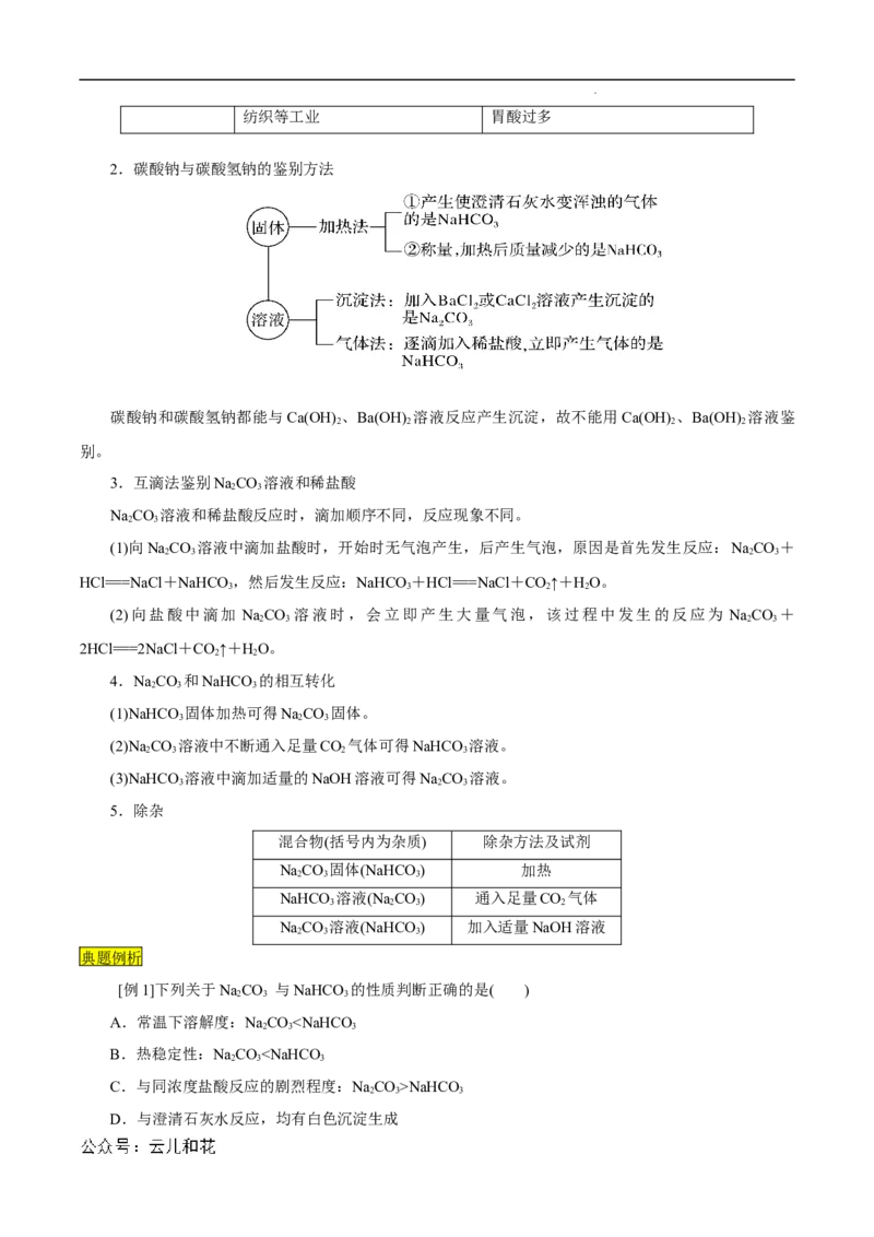 第11课碳酸钠和碳酸氢钠焰色试验-2023年新高一化学暑假自主学习课程导航（人教版2019必修第一册）（原卷版）_2024-2025高一（7-7月题库）_2024年7月试卷