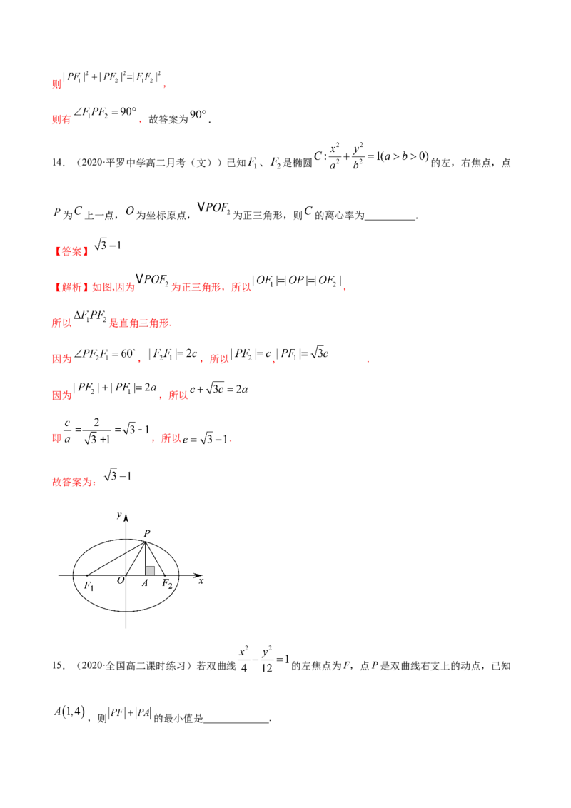 第三章圆锥曲线的方程章末测试（解析版）_E015高中全科试卷_数学试题_选修1_02.同步练习_3.同步练习_第三章圆锥曲线的方程章末测试