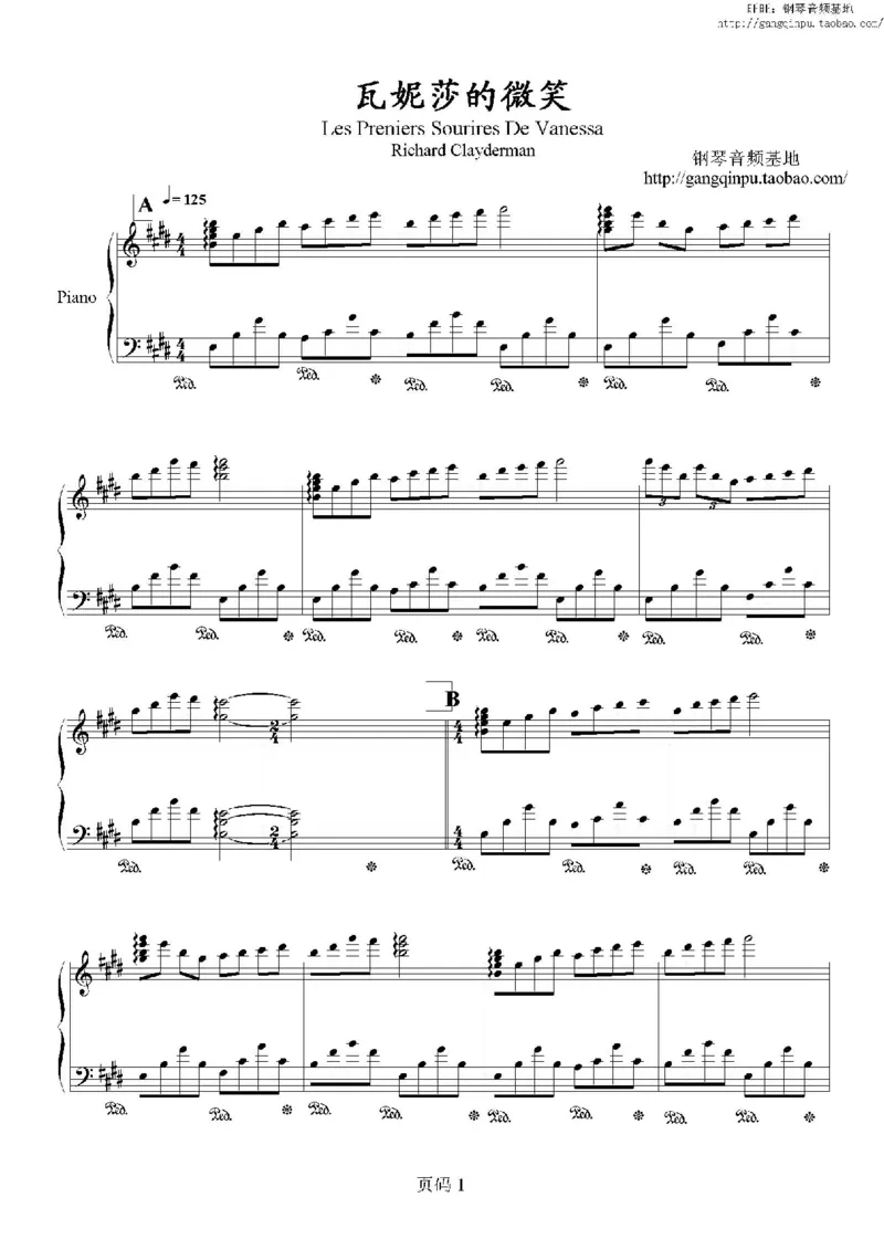 38、理查德克莱德曼（77页，共12首）_一万首著名钢琴曲谱哈农贝多芬合集视频教学电子版高清无水印可打印_3流行音乐谱_流行钢琴谱合集形式_高清PDF无水印