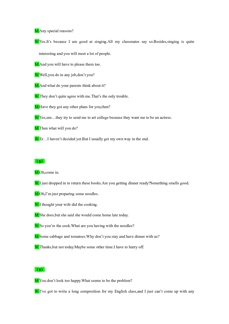 备考2024新高考英语听力(答案+文本)20_2024年5月_01按日期_1号_2024高考英语听力专题（80套模拟训练+历年真题）(附音频）_高考英语听力高分80套模拟训练