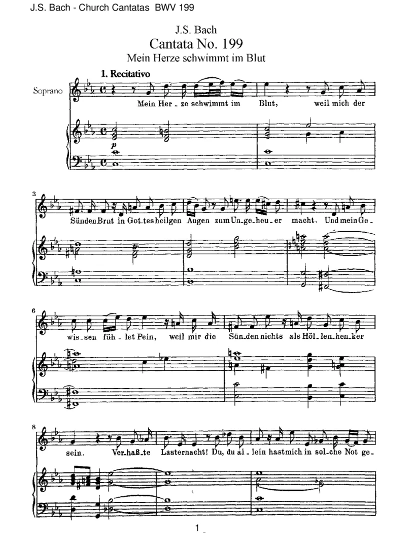 BWV199MeinHerzeschwimmtimBlut_一万首著名钢琴曲谱哈农贝多芬合集视频教学电子版高清无水印可打印_1古典钢琴知名音乐家谱_巴赫钢琴谱全集_J.S巴赫作品全集_JohannSebastianBach(1685-1750)巴赫