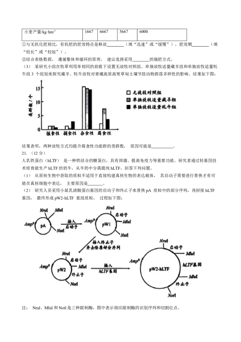 广东省广州市2024届普通高中毕业班综合测试（一）生物试题含答(1)_2024年3月_013月合集_2024届广东省广州市普通高中毕业班下学期一模考试