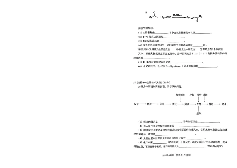 宁夏银川市2024年高三下学期一模考试理科综合试题_2024年4月_01按日期_14号_2024届宁夏银川市石嘴山市高三4月教学质量检测
