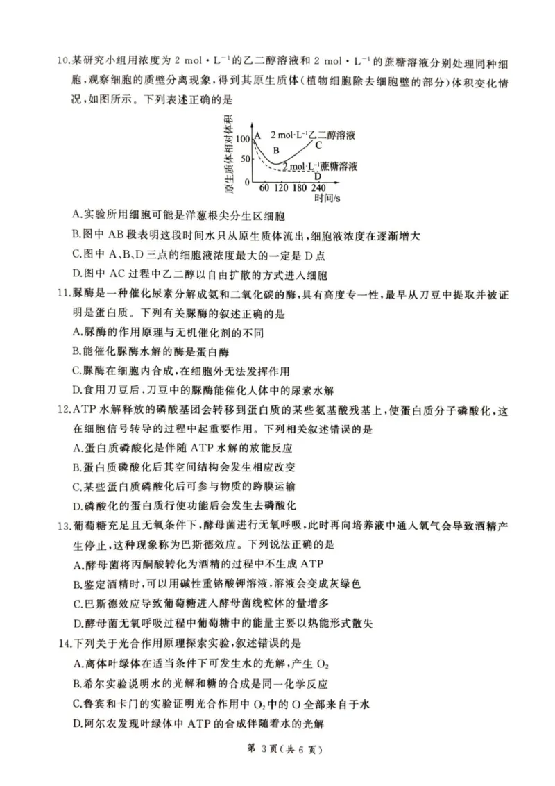 甘肃省平凉市静宁县六校联考2024-2025学年高一上学期1月期末考试生物试卷（图片版，含答案）_2024-2025高一（7-7月题库）_2025年01月试卷