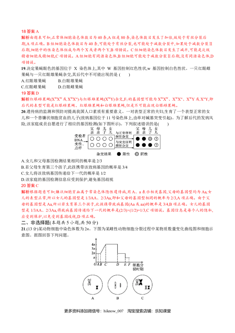 第2章基因和染色体的关系（解析版）_E015高中全科试卷_生物试题_必修2_1.单元测试_2、单元测试2023