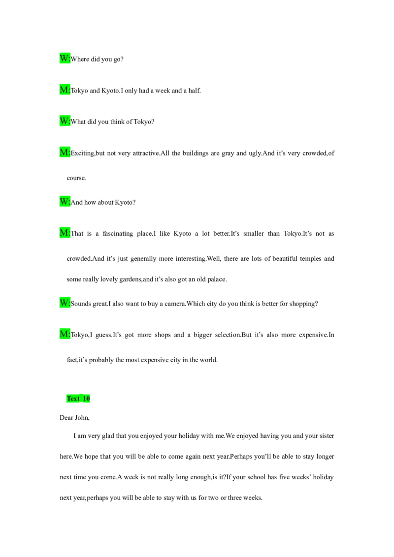 备考2024新高考英语听力(答案+文本)15_2024年5月_01按日期_1号_2024高考英语听力专题（80套模拟训练+历年真题）(附音频）_高考英语听力高分80套模拟训练_881