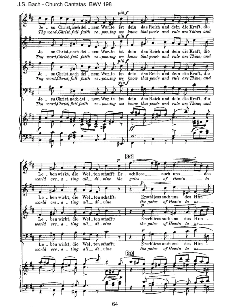 BWV198Lass,F&uuml;rstin,lassnoch[TrauerOde]_一万首著名钢琴曲谱哈农贝多芬合集视频教学电子版高清无水印可打印_1古典钢琴知名音乐家谱_巴赫钢琴谱全集_J.S巴赫作品全集