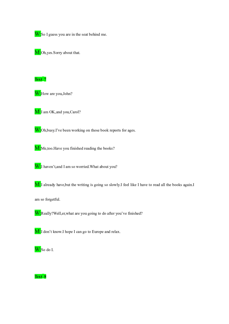 备考2024新高考英语听力(答案+文本)12_2024年5月_01按日期_1号_2024高考英语听力专题（80套模拟训练+历年真题）(附音频）_高考英语听力高分80套模拟训练_811
