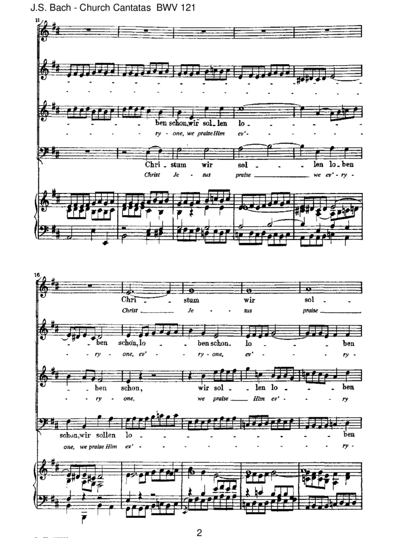 BWV121Christumwirsollenlobenschon_一万首著名钢琴曲谱哈农贝多芬合集视频教学电子版高清无水印可打印_1古典钢琴知名音乐家谱_巴赫钢琴谱全集_J.S巴赫作品全集