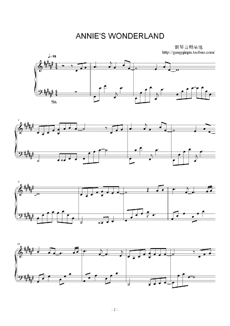 39、班得瑞钢琴谱1（45页，共10首）_一万首著名钢琴曲谱哈农贝多芬合集视频教学电子版高清无水印可打印_3流行音乐谱_流行钢琴谱合集形式_高清PDF无水印