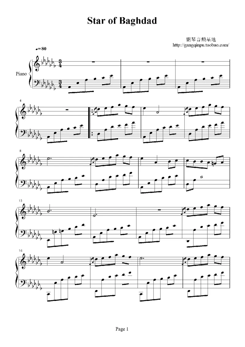 39、班得瑞钢琴谱1（45页，共10首）_一万首著名钢琴曲谱哈农贝多芬合集视频教学电子版高清无水印可打印_3流行音乐谱_流行钢琴谱合集形式_高清PDF无水印