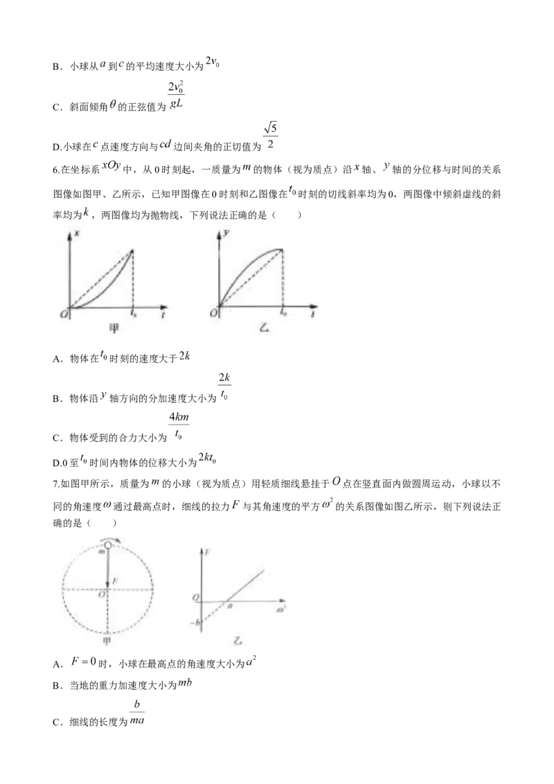 河南省南阳市新未来联考2024-2025学年高一下学期4月期中物理试题（含解析）_2024-2025高一（7-7月题库）_2025年04月试卷_0415河南省南阳市新未来联考2024-2025学年高一下学期4月质量检测
