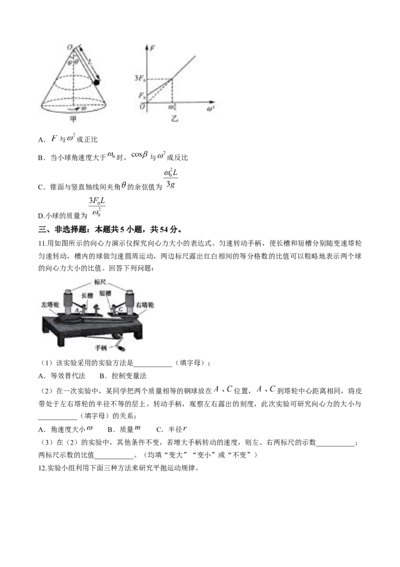 河南省南阳市新未来联考2024-2025学年高一下学期4月期中物理试题（含解析）_2024-2025高一（7-7月题库）_2025年04月试卷_0415河南省南阳市新未来联考2024-2025学年高一下学期4月质量检测
