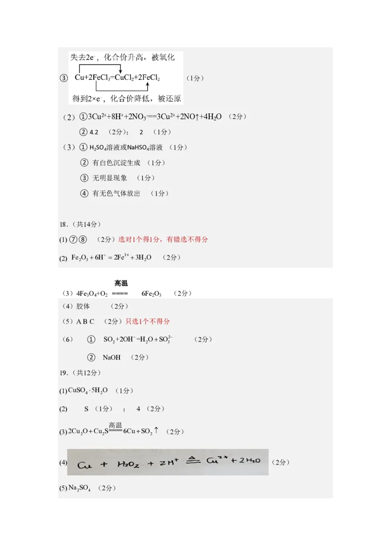 湖北省武汉市问津教育联合体2024-2025学年高一上学期10月联考试题化学PDF版含解析_2024-2025高一（7-7月题库）_2024年11月试卷_1106湖北省问津教育联合体2024-2025学年高一上学期10月联考