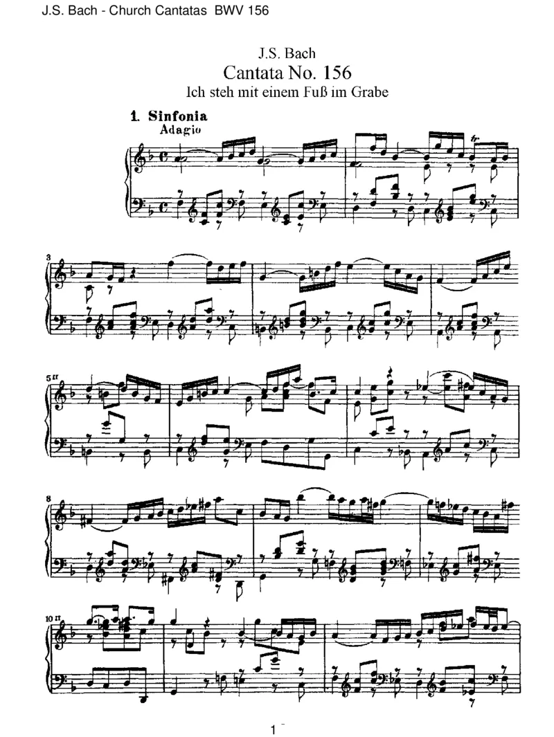 BWV156Ichsteh'miteinemFussimGrabe_一万首著名钢琴曲谱哈农贝多芬合集视频教学电子版高清无水印可打印_1古典钢琴知名音乐家谱_巴赫钢琴谱全集_J.S巴赫作品全集