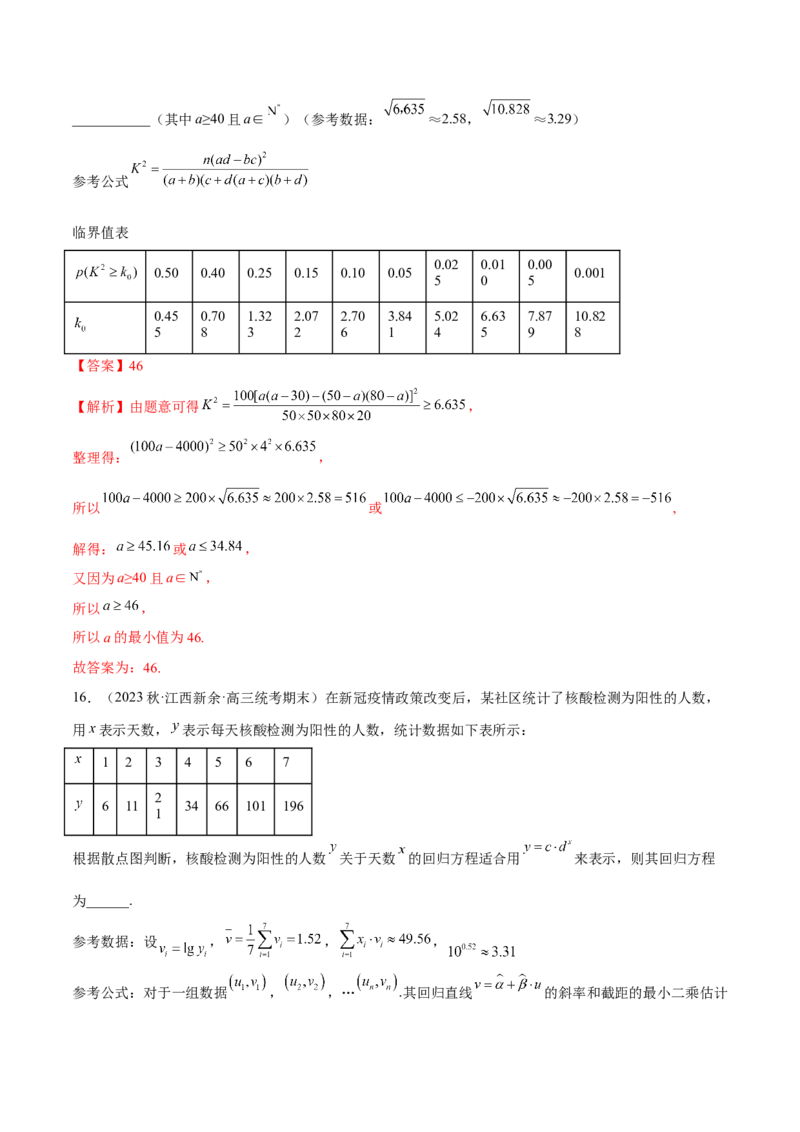 第八章成对数据的统计分析（B卷&middot;能力提升练）（解析版）_E015高中全科试卷_数学试题_选修3_01.单元测试_单元测试AB卷2023年