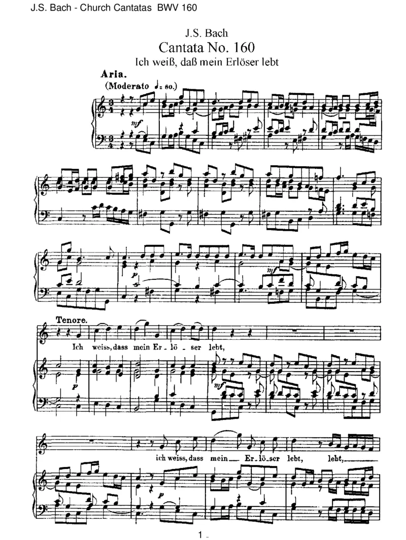 BWV160Ichweiss,dassmeinErl_serlebt(Spurious,byTelemann)_一万首著名钢琴曲谱哈农贝多芬合集视频教学电子版高清无水印可打印_1古典钢琴知名音乐家谱_巴赫钢琴谱全集_J.S巴赫作品全集