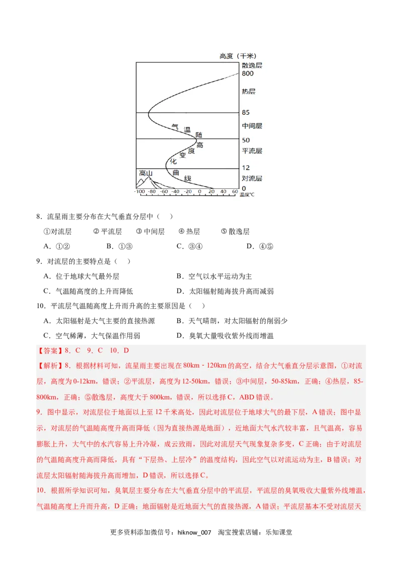第二章地球上的大气（A卷&bull;单元考点）-2022-2023学年高一地理上学期同步单元卷（人教版2019必修第一册）（解析版）_E015高中全科试卷_地理试题_必修1_1.单元测试