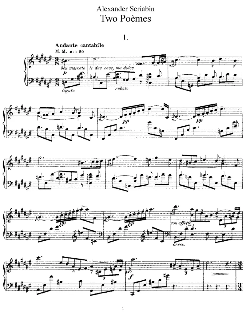 2Poemes,Op32_一万首著名钢琴曲谱哈农贝多芬合集视频教学电子版高清无水印可打印_1古典钢琴知名音乐家谱_斯克里亚宾钢琴谱全集_Poemes