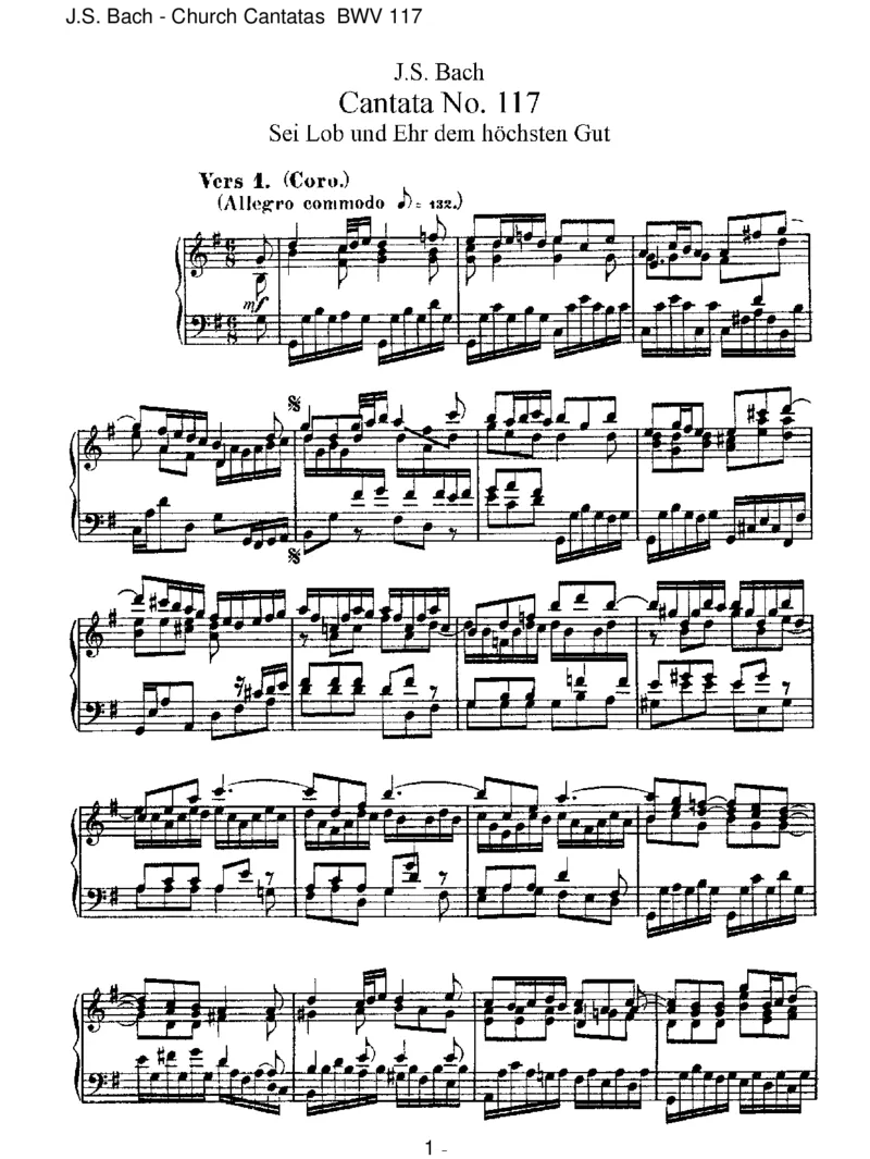 BWV117SeiLobundEhrdemh_chstenGut_一万首著名钢琴曲谱哈农贝多芬合集视频教学电子版高清无水印可打印_1古典钢琴知名音乐家谱_巴赫钢琴谱全集_J.S巴赫作品全集