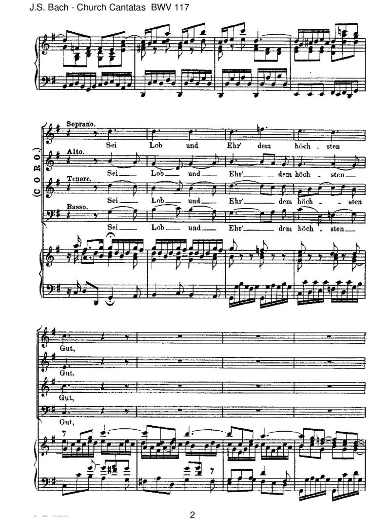 BWV117SeiLobundEhrdemh_chstenGut_一万首著名钢琴曲谱哈农贝多芬合集视频教学电子版高清无水印可打印_1古典钢琴知名音乐家谱_巴赫钢琴谱全集_J.S巴赫作品全集