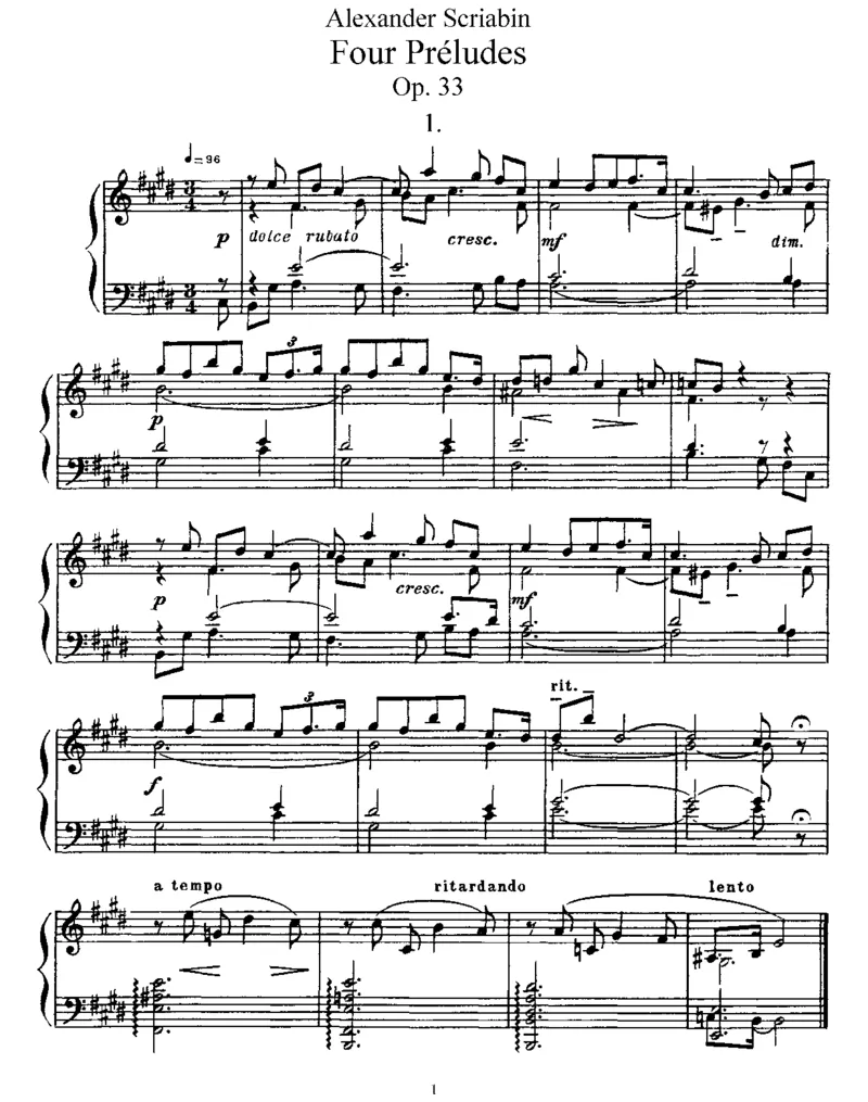 4Preludes,Op33_一万首著名钢琴曲谱哈农贝多芬合集视频教学电子版高清无水印可打印_1古典钢琴知名音乐家谱_斯克里亚宾钢琴谱全集_前奏曲