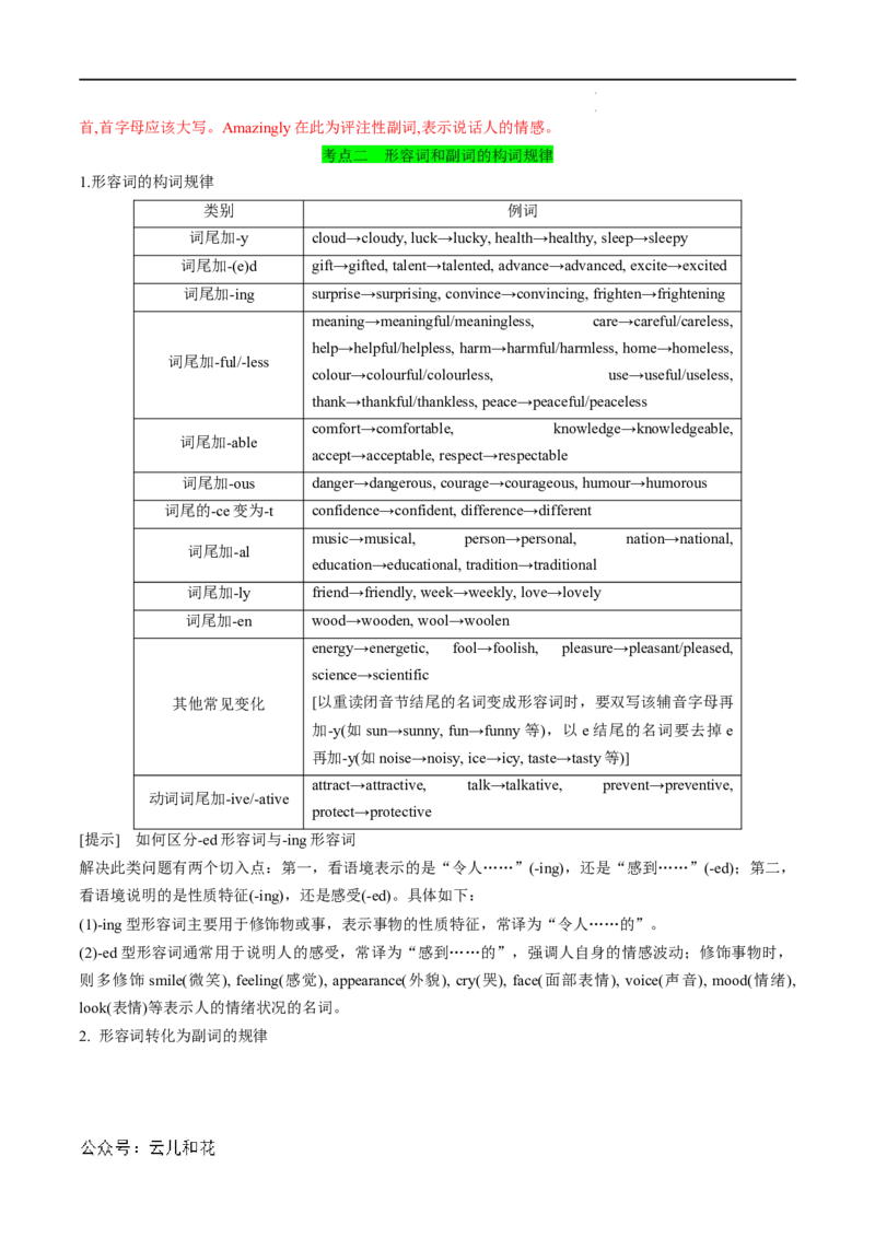 衔接点04形容词、副词（初高考点差异及衔接）（解析版）_2024-2025高一（7-7月题库）_2024年7月试卷