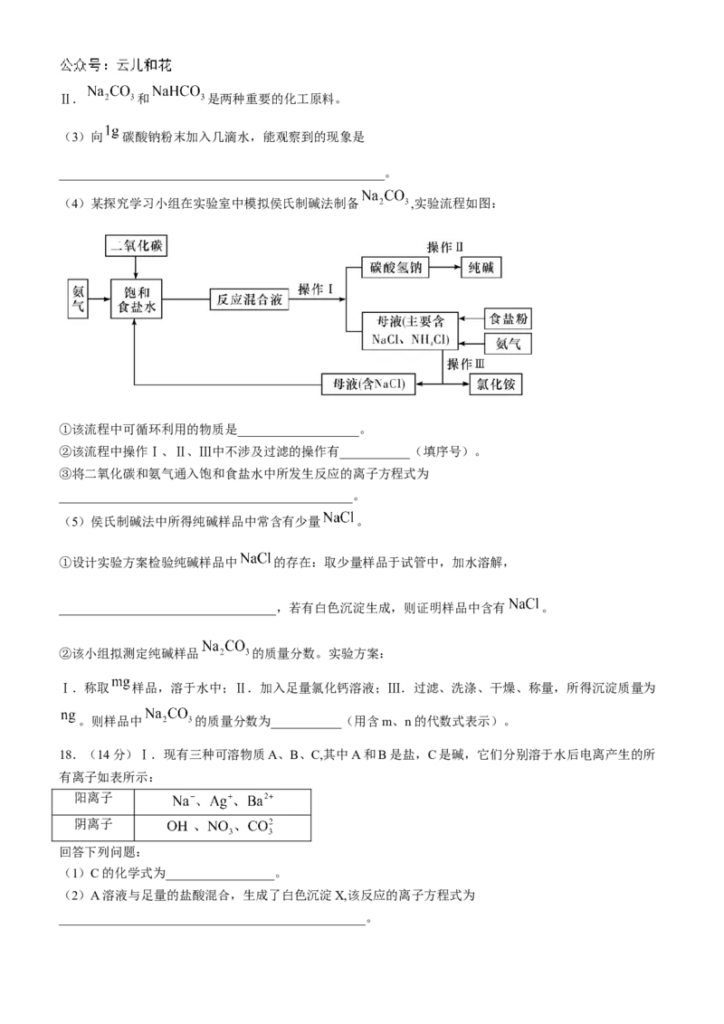 湖南省长沙市长郡中学2024-2025学年高一上学期期中考试化学试题Word版含答案_2024-2025高一（7-7月题库）_2024年11月试卷_1108湖南省长沙市长郡中学2024-2025学年高一上学期期中考试