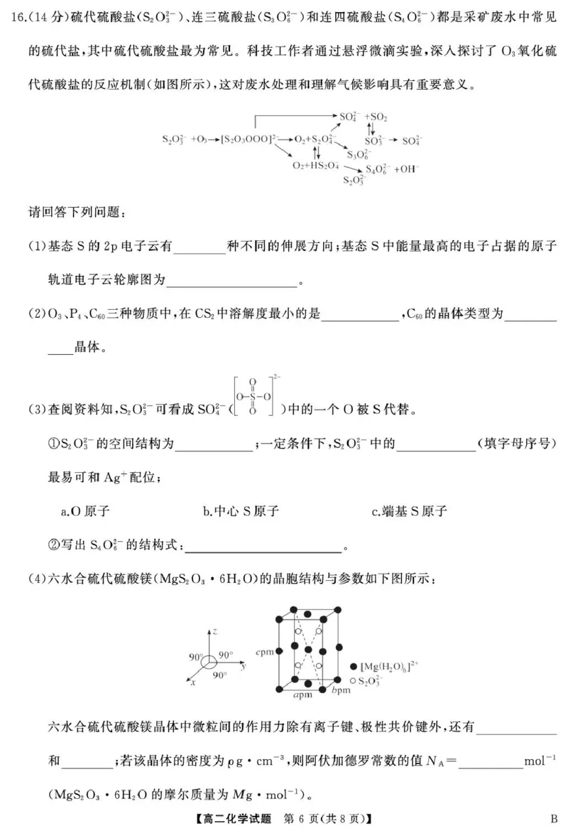 湖南省三湘名校教育联盟2024-2025学年高一下学期期中考试化学（B）试卷（图片版，含解析）_2024-2025高一（7-7月题库）_2025年04月试卷