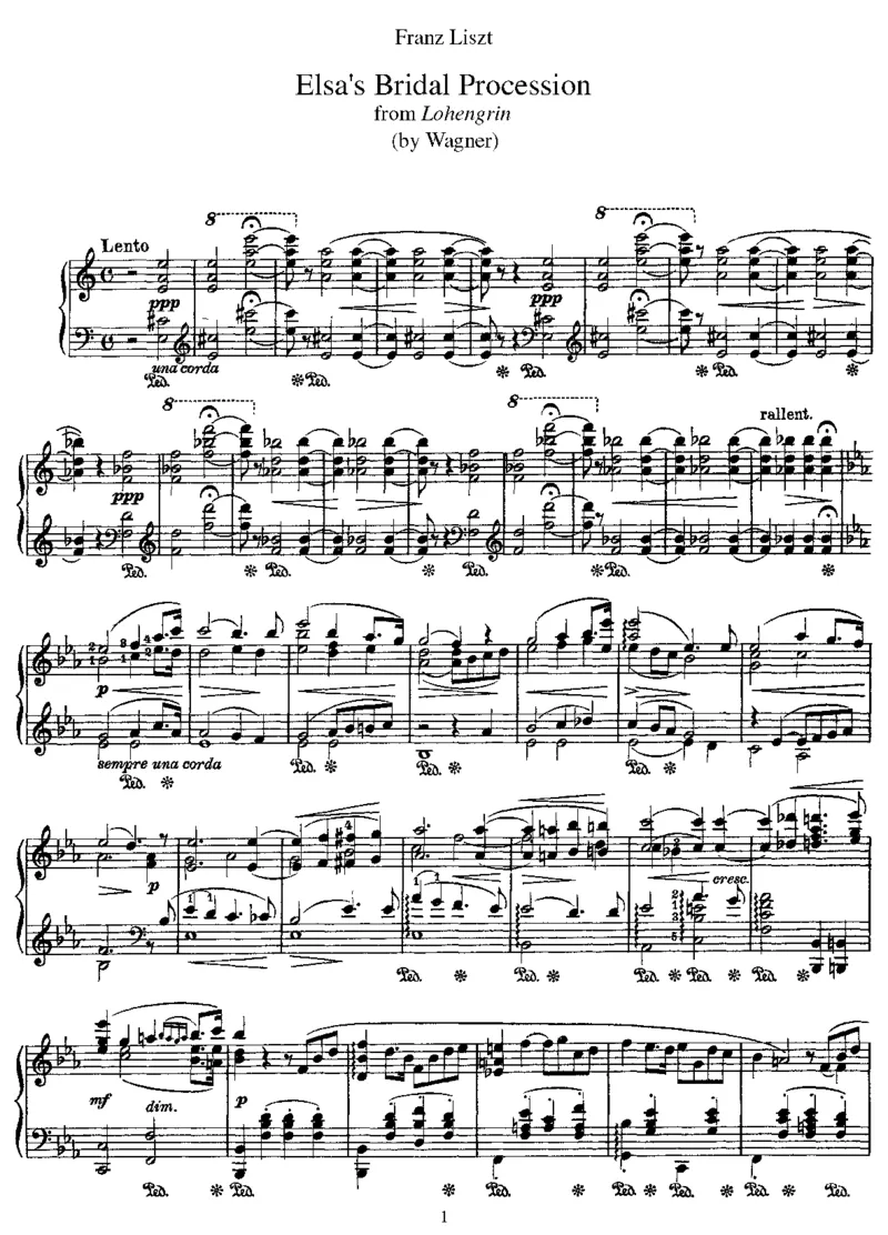 Elsa'sBridalProcession(Wagner)_一万首著名钢琴曲谱哈农贝多芬合集视频教学电子版高清无水印可打印_1古典钢琴知名音乐家谱_李斯特钢琴谱全集_改编瓦格纳