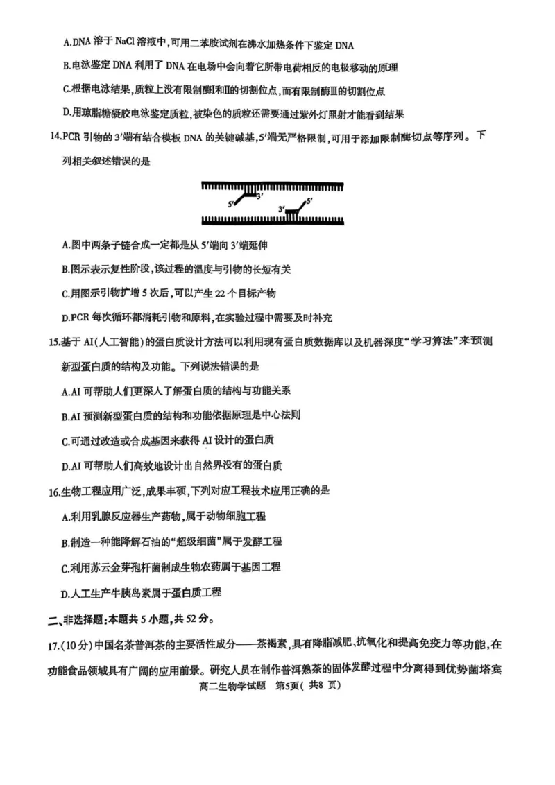 河南省信阳市2024-2025学年高一下学期4月期中考试生物PDF版含解析_2024-2025高一（7-7月题库）_2025年05月试卷_0514河南省信阳市2024-2025学年高一下学期4月期中考试