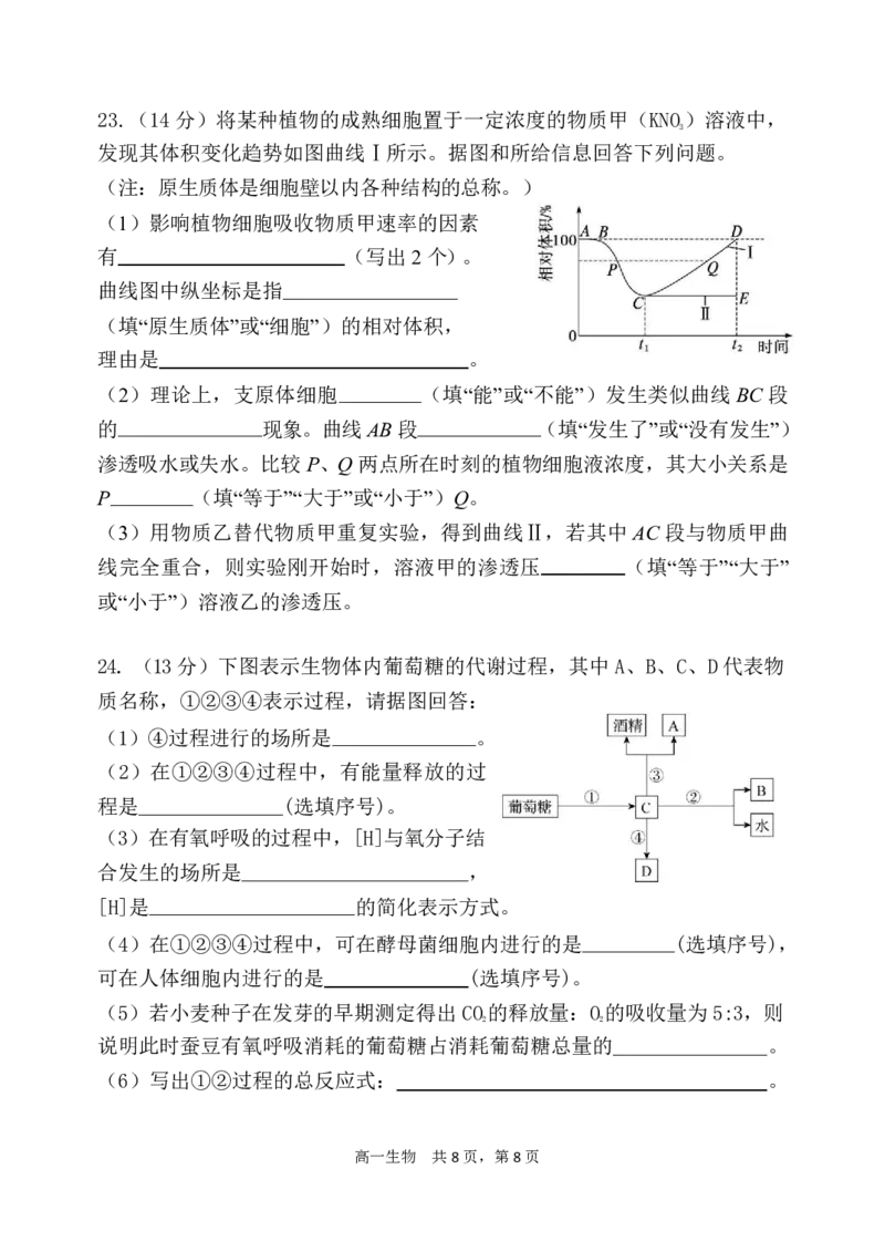 辽宁省七校协作体2024-2025学年高一上学期12月联考试题生物PDF版含答案_2024-2025高一（7-7月题库）_2025年01月试卷_0108辽宁省七校协作体2024-2025学年高一上学期12月联考试题