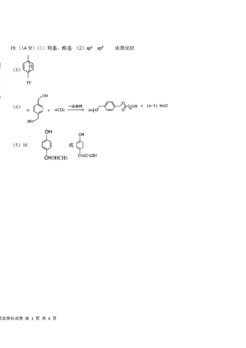 吉林省东北师大附中、长春市十一高中、吉林一中、四平一中、松原实验中学2023-2024学年高三上学期1月联合模拟考试化学答案_2024年2月_01每日更新_04号