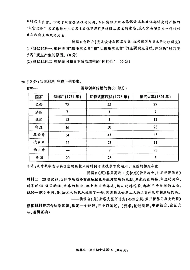 陕西省榆林市2024-2025学年高一下学期期中联考试题历史PDF版含答案_2024-2025高一（7-7月题库）_2025年05月试卷_0504陕西省榆林市2024-2025学年高一下学期期中联考试题