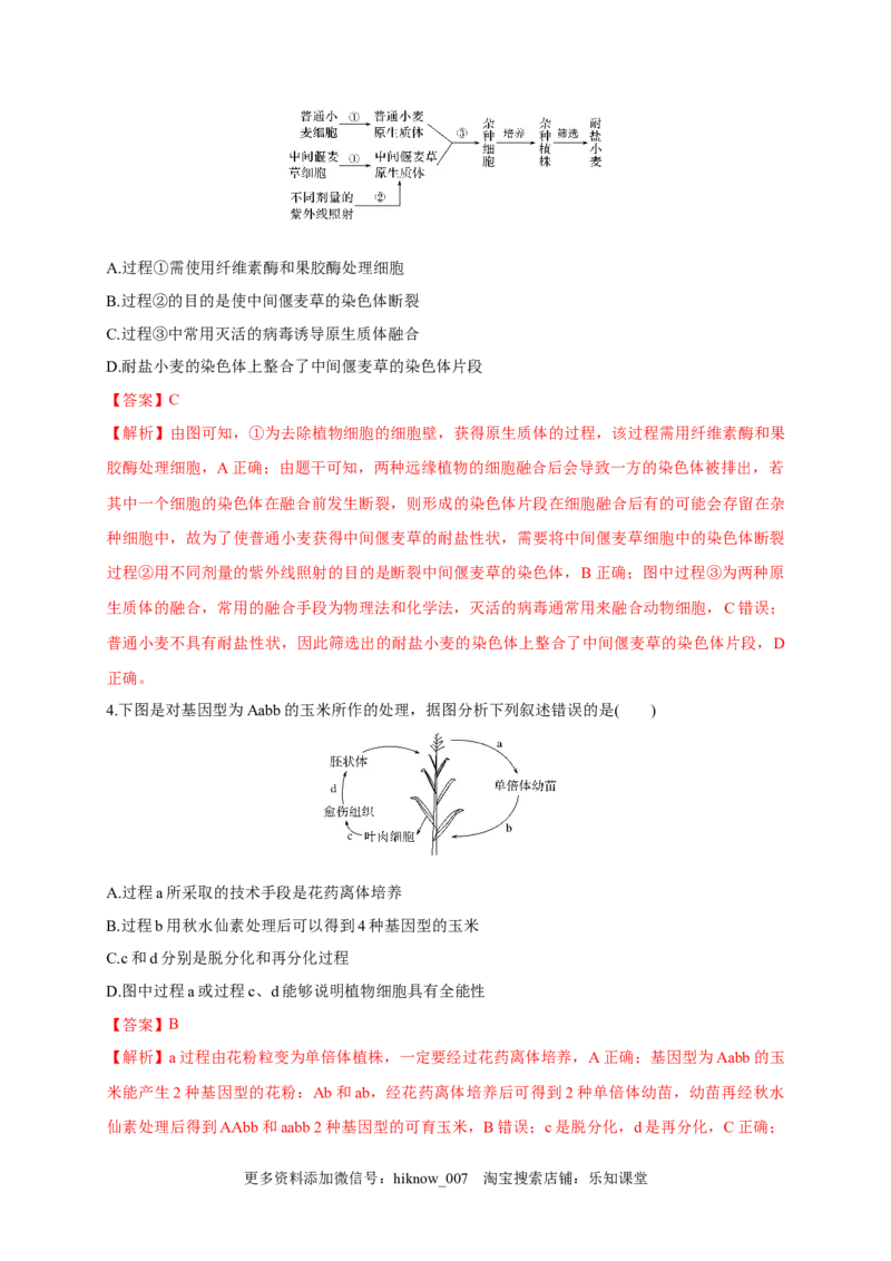 第二单元细胞工程（能力提升）-2022-2023学年高二生物单元测试定心卷（人教版2019选择性必修3）（解析版）_E015高中全科试卷_生物试题_选修3_1.单元测试_2.单元测试