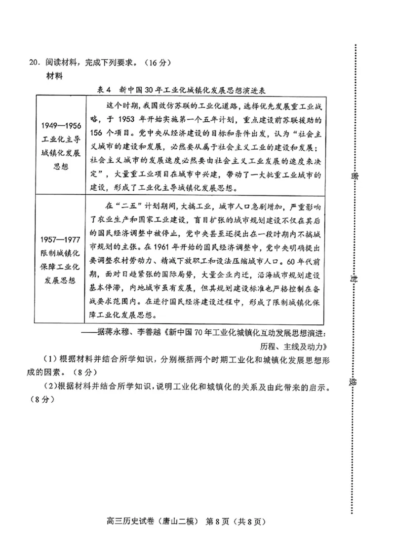 唐山二模历史试题_2024年4月_01按日期_30号_2024届河北省唐山市高三下学期二模考试_2024届河北省唐山市高三下学期二模考试历史