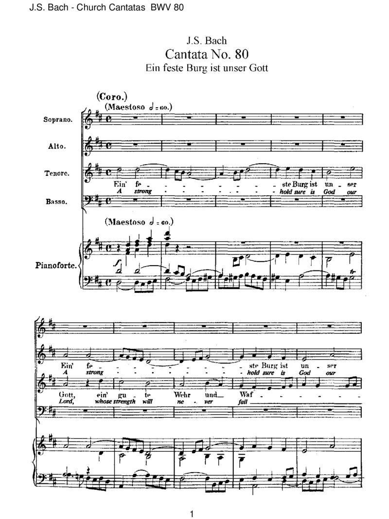 BWV80Ein'festeBurgistunserGott_一万首著名钢琴曲谱哈农贝多芬合集视频教学电子版高清无水印可打印_1古典钢琴知名音乐家谱_巴赫钢琴谱全集_J.S巴赫作品全集_JohannSebastianBach(1685-1750)巴赫