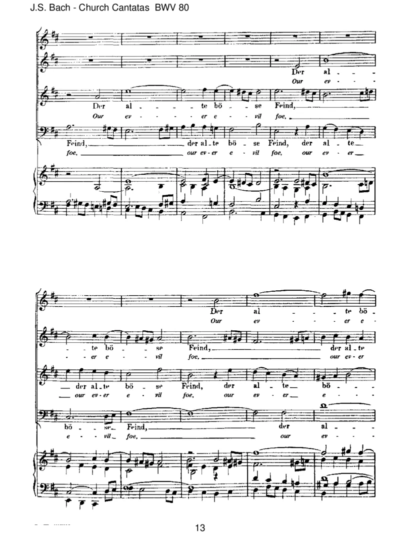 BWV80Ein'festeBurgistunserGott_一万首著名钢琴曲谱哈农贝多芬合集视频教学电子版高清无水印可打印_1古典钢琴知名音乐家谱_巴赫钢琴谱全集_J.S巴赫作品全集_JohannSebastianBach(1685-1750)巴赫