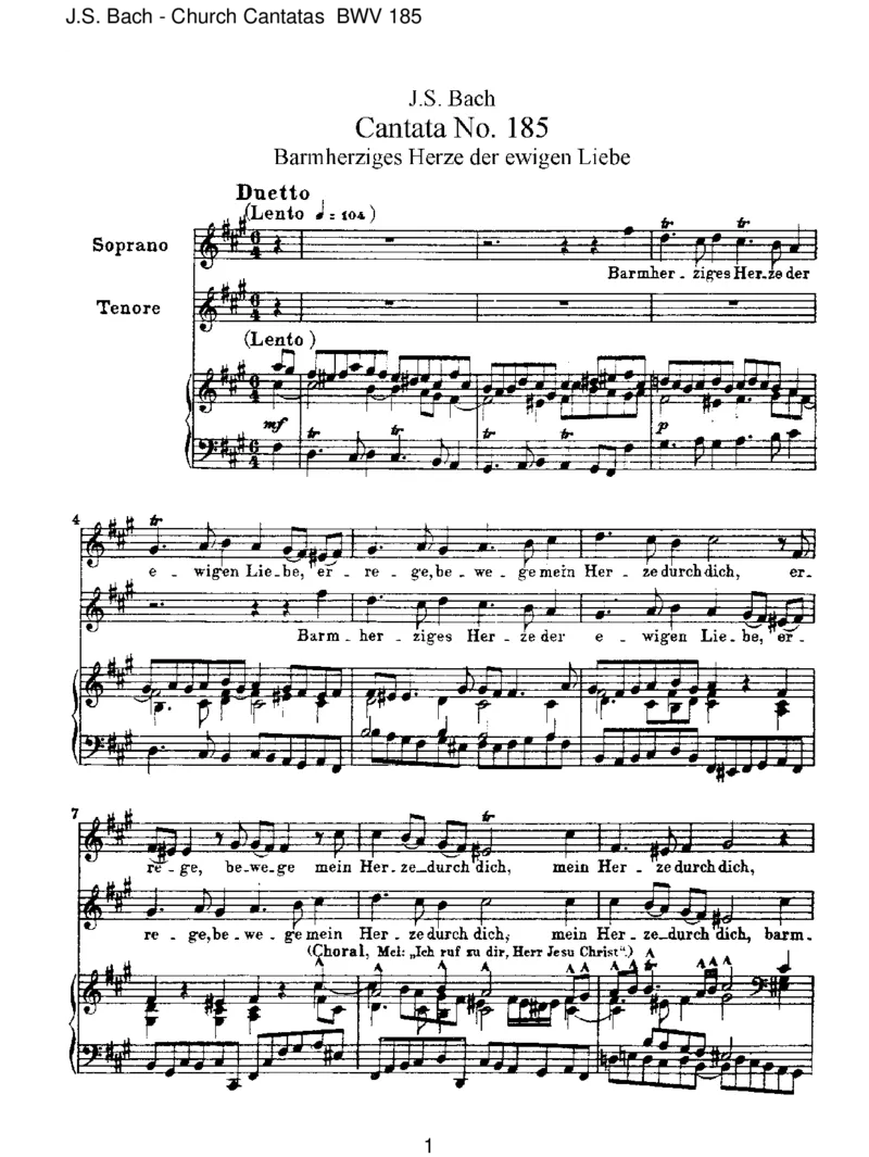 BWV185BarmherzigesHerzederewigenLiebe_一万首著名钢琴曲谱哈农贝多芬合集视频教学电子版高清无水印可打印_1古典钢琴知名音乐家谱_巴赫钢琴谱全集_J.S巴赫作品全集