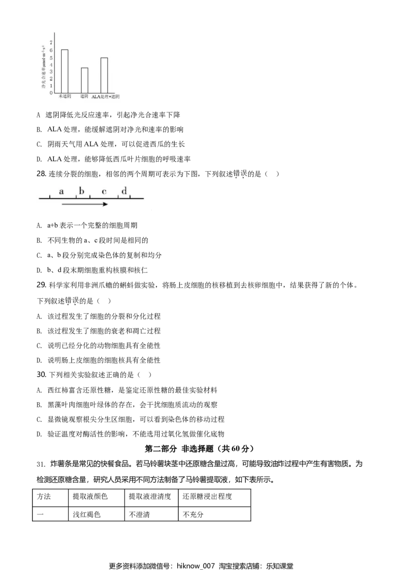 精品解析：北京市平谷区高一上学期期末生物试题（原卷版）_E015高中全科试卷_生物试题_必修1_4.期末试卷_2.各地真题_精品解析：北京市平谷区高一上学期期末生物试题