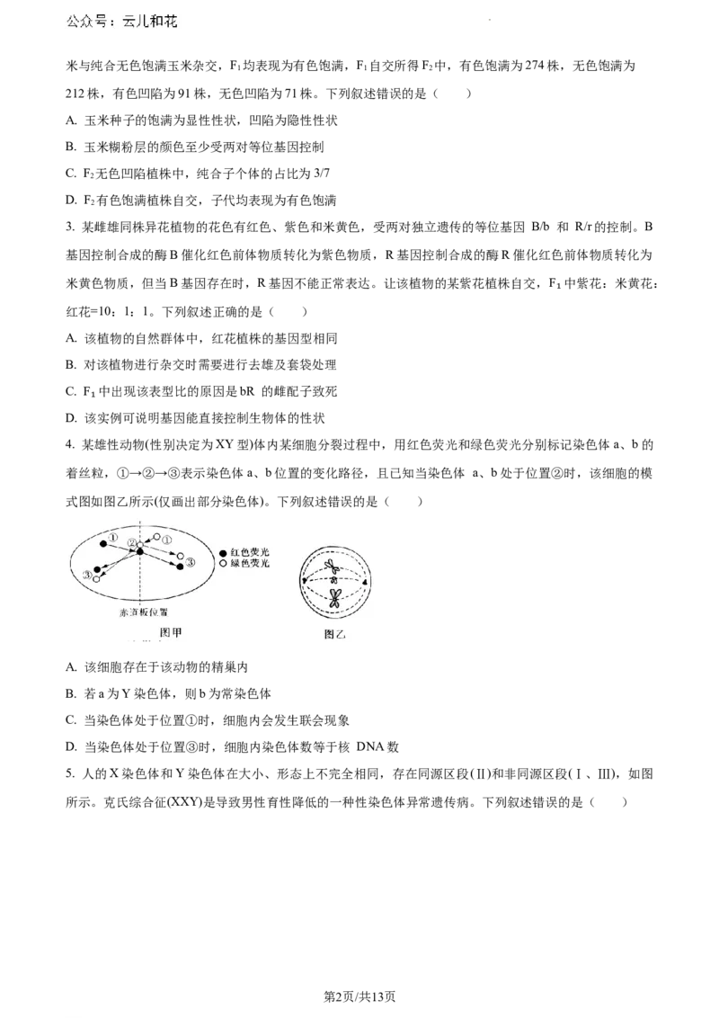 河南省新未来2023-2024学年高一下学期7月期末联考生物试题_2024-2025高一（7-7月题库）_2024年8月试卷_0802河南省新未来2023-2024学年高一下学期7月期末联考