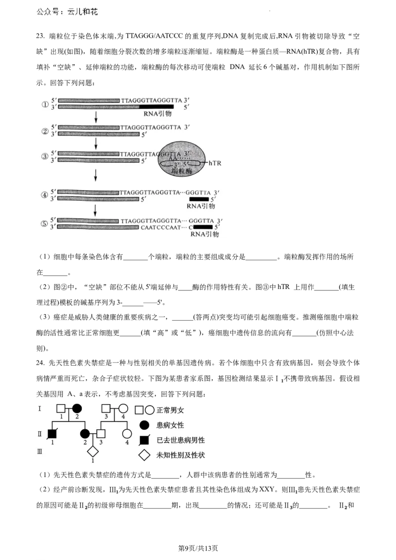 河南省新未来2023-2024学年高一下学期7月期末联考生物试题_2024-2025高一（7-7月题库）_2024年8月试卷_0802河南省新未来2023-2024学年高一下学期7月期末联考