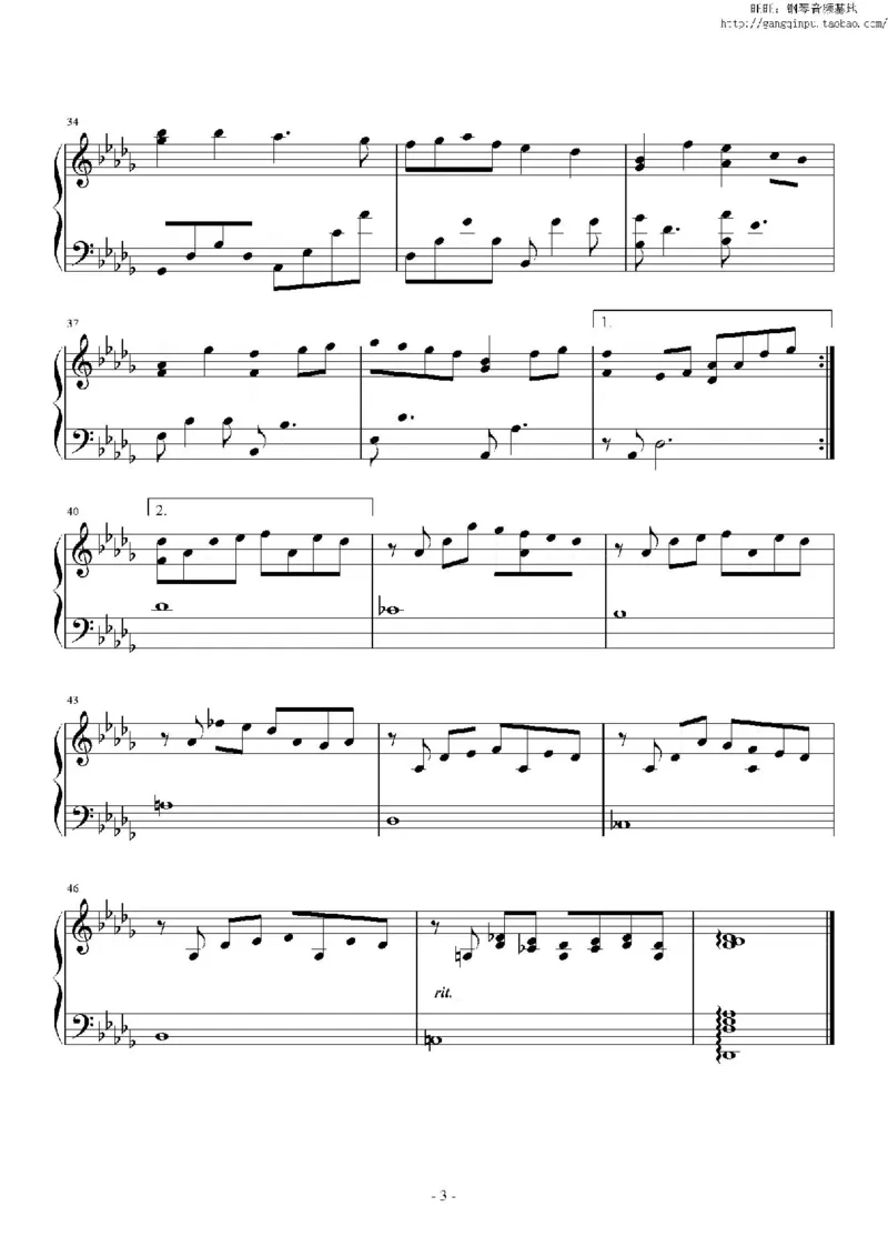 41、班得瑞钢琴谱3（41页，共9首）_一万首著名钢琴曲谱哈农贝多芬合集视频教学电子版高清无水印可打印_3流行音乐谱_流行钢琴谱合集形式_高清PDF无水印