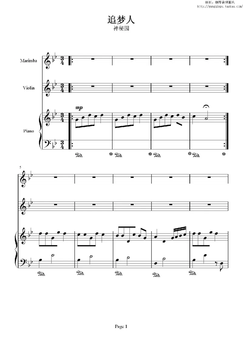 41、班得瑞钢琴谱3（41页，共9首）_一万首著名钢琴曲谱哈农贝多芬合集视频教学电子版高清无水印可打印_3流行音乐谱_流行钢琴谱合集形式_高清PDF无水印