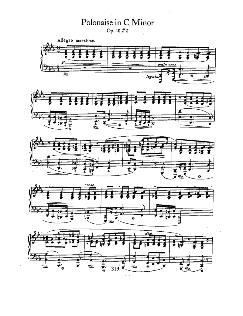 2Polonaises,Op40_一万首著名钢琴曲谱哈农贝多芬合集视频教学电子版高清无水印可打印_1古典钢琴知名音乐家谱_肖邦钢琴谱全集_波兰舞曲